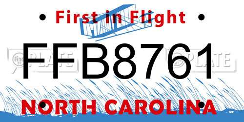 FFB8761 North Carolina License Plate