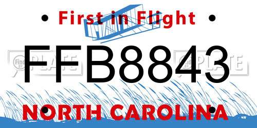 FFB8843 North Carolina License Plate