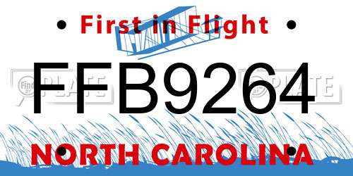 FFB9264 North Carolina License Plate