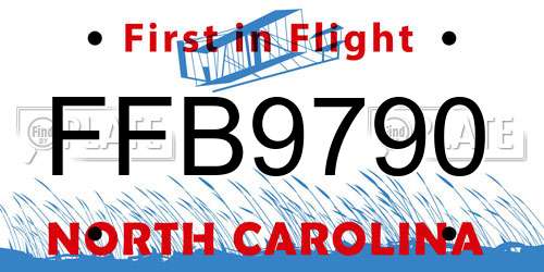 FFB9790 North Carolina License Plate
