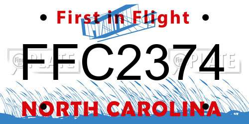 FFC2374 North Carolina License Plate