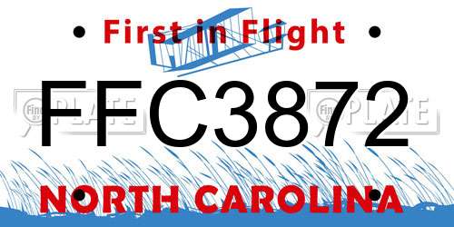 FFC3872 North Carolina License Plate