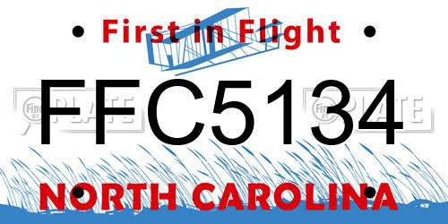 FFC5134 North Carolina License Plate
