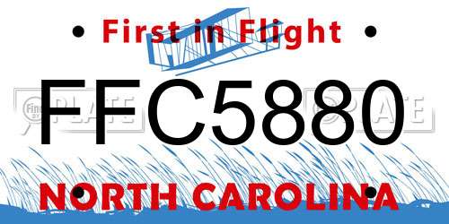 FFC5880 North Carolina License Plate