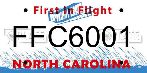 FFC6001 North Carolina License Plate