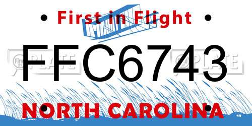 FFC6743 North Carolina License Plate