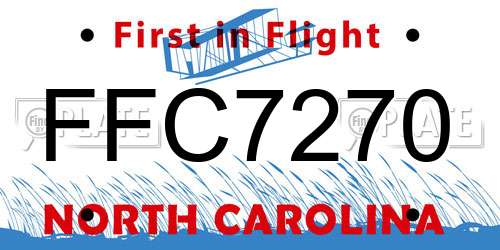 FFC7270 North Carolina License Plate