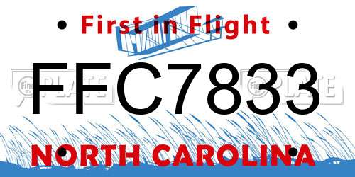 FFC7833 North Carolina License Plate