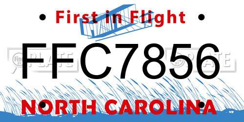FFC7856 North Carolina License Plate
