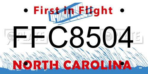 FFC8504 North Carolina License Plate