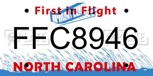 FFC8946 North Carolina License Plate