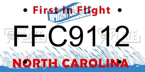 FFC9112 North Carolina License Plate