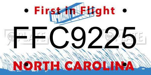 FFC9225 North Carolina License Plate