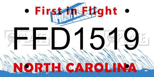 FFD1519 North Carolina License Plate