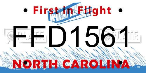 FFD1561 North Carolina License Plate