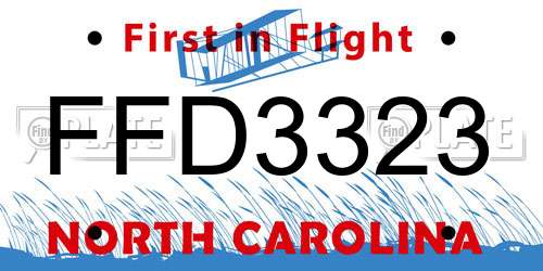 FFD3323 North Carolina License Plate