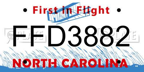 FFD3882 North Carolina License Plate