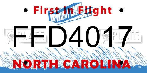 FFD4017 North Carolina License Plate