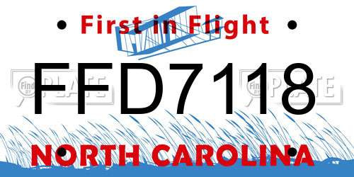 FFD7118 North Carolina License Plate