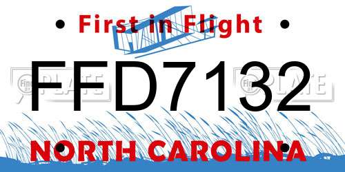 FFD7132 North Carolina License Plate