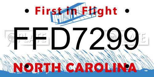 FFD7299 North Carolina License Plate