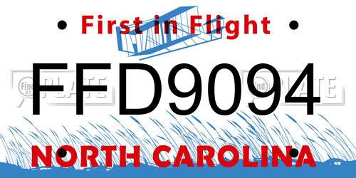 FFD9094 North Carolina License Plate