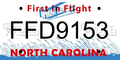 FFD9153 North Carolina License Plate