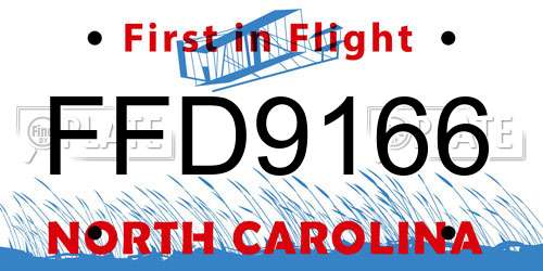 FFD9166 North Carolina License Plate