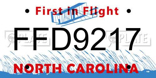 FFD9217 North Carolina License Plate