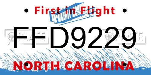 FFD9229 North Carolina License Plate