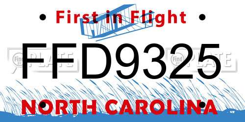 FFD9325 North Carolina License Plate