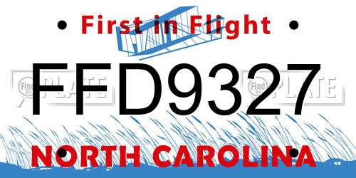 FFD9327 North Carolina License Plate