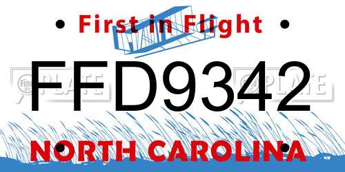 FFD9342 North Carolina License Plate