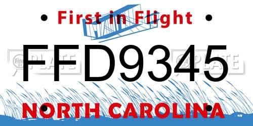 FFD9345 North Carolina License Plate