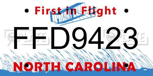 FFD9423 North Carolina License Plate