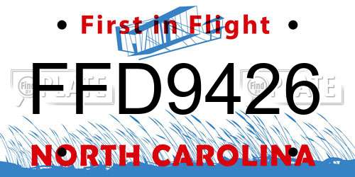 FFD9426 North Carolina License Plate