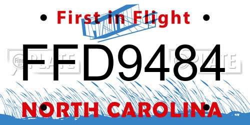 FFD9484 North Carolina License Plate