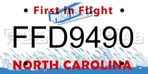 FFD9490 North Carolina License Plate