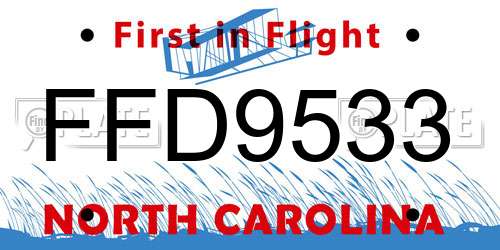FFD9533 North Carolina License Plate