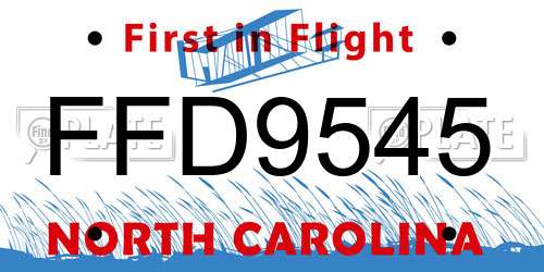 FFD9545 North Carolina License Plate