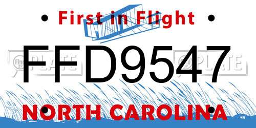 FFD9547 North Carolina License Plate