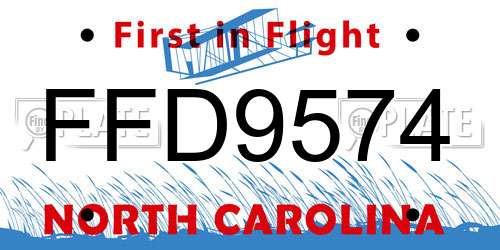 FFD9574 North Carolina License Plate