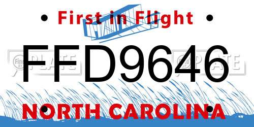 FFD9646 North Carolina License Plate