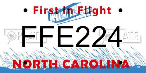 FFE224 North Carolina License Plate
