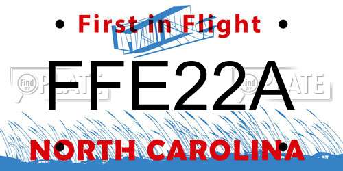 FFE22A North Carolina License Plate