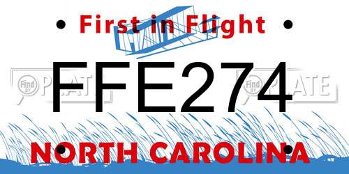 FFE274 North Carolina License Plate