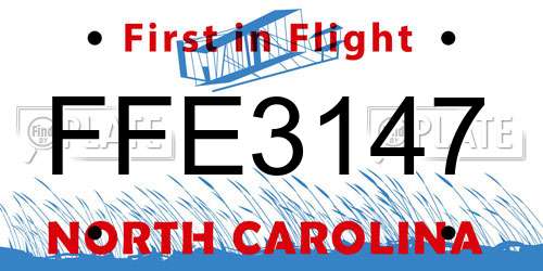 FFE3147 North Carolina License Plate