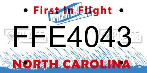 FFE4043 North Carolina License Plate