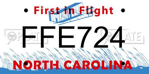 FFE724 North Carolina License Plate