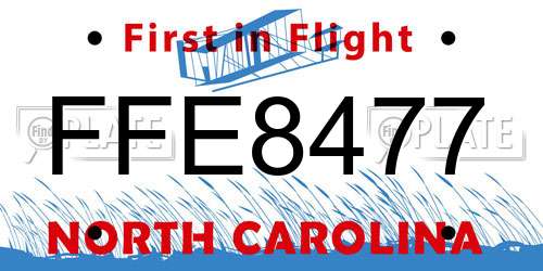 FFE8477 North Carolina License Plate